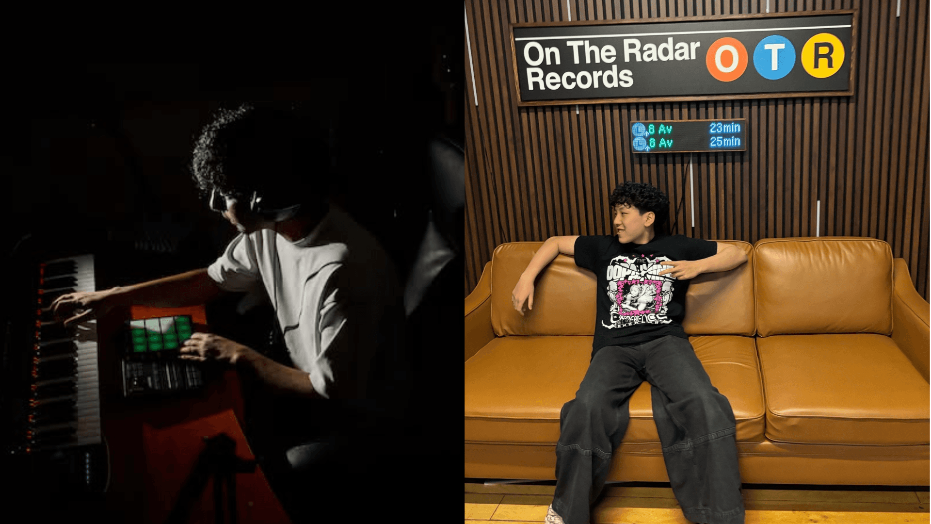 ap.melodies at his home studio, on left, and eqprod at On The Radar Records, on right